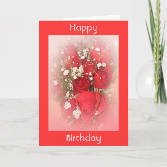 Roses Bouquet Birthday Card (Front)