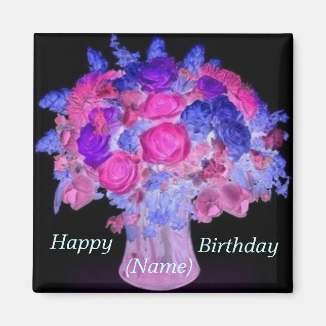 Roses Bouquet Birthday Magnet (Front)