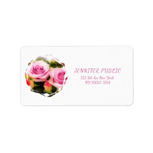 Roses Bouquet Design Floral Art Flowers Address Label