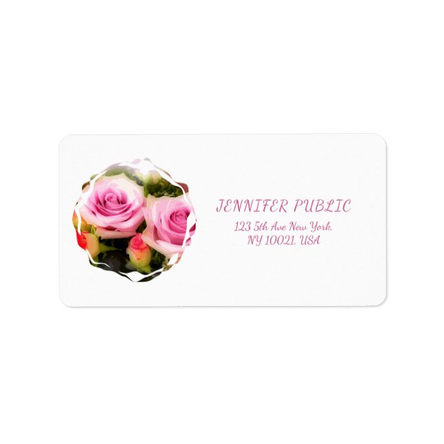 Roses Bouquet Design Floral Art Flowers Address Label (Front)