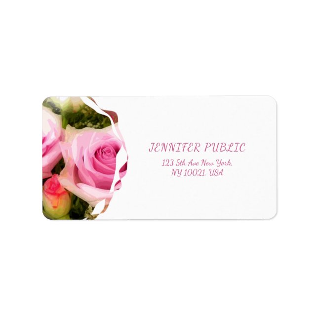 Roses Bouquet Floral Art Flowers Elegant Address Label (Front)