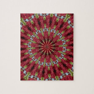Roses Bouquet Kaleidoscope Under Glass 1 Jigsaw Puzzle