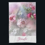 Roses Bouquet Personalised Modern Floral Art Tea Towel<br><div class="desc">Roses Bouquet Personalised Modern Floral Art Template Kitchen Towel.</div>