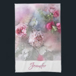 Roses Bouquet Personalised Modern Floral Art Tea Towel<br><div class="desc">Roses Bouquet Personalised Modern Floral Art Template Kitchen Towel.</div>