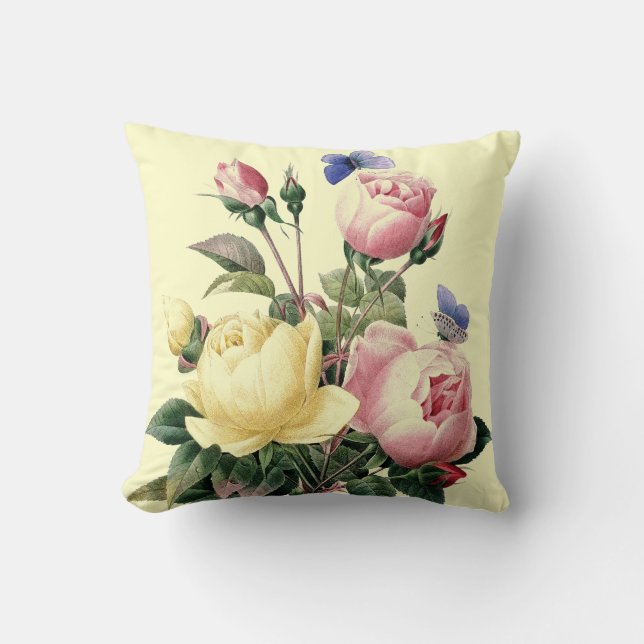 Roses bouquet Redoute Cushion (Front)