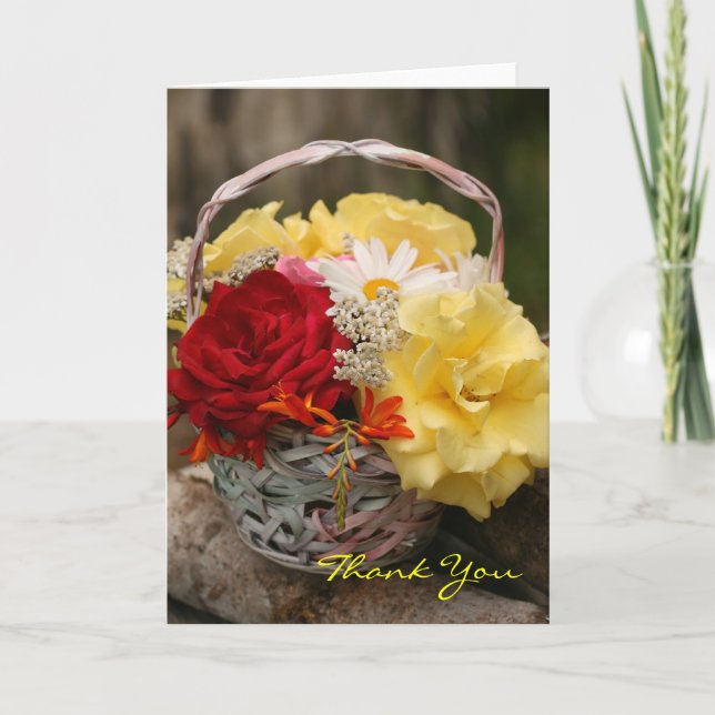 Roses Bouquet Thank You Blank Card (Front)