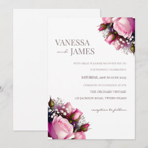 Roses Bouquet Wedding Invitation 