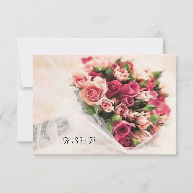 Roses Bouquet Wedding RSVP Card (Front)