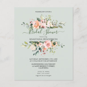 Roses - Bridal shower. Budget-Invitation. Flyer