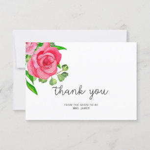 Roses bridal shower thank you card