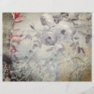Roses brown and grey Grunge Scrapbook paper