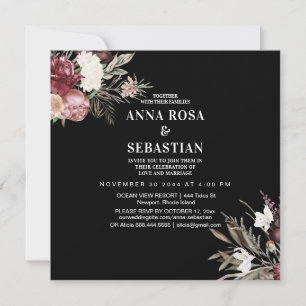 *~* Roses Burgandy Floral AR15 RSVP +  WEDDING Invitation