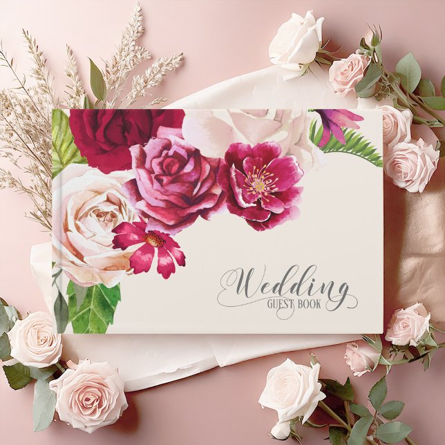 Roses Burgundy/Cream Wedding ID584 Guest Book (Creator Uploaded)