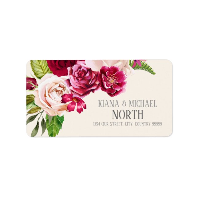 Roses Burgundy/Cream Wedding ID584 Label (Front)