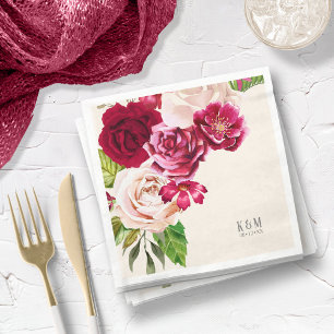Roses Burgundy/Cream Wedding ID584 Napkin