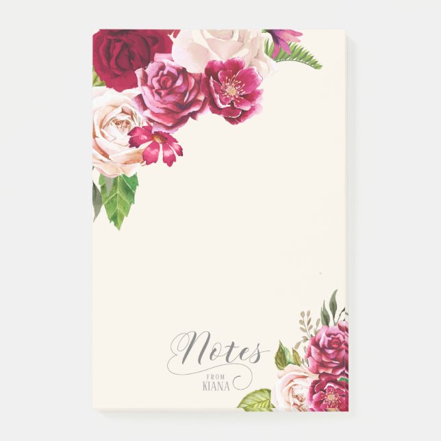 Roses Burgundy/Cream Wedding ID584 Post-it Notes (Front)