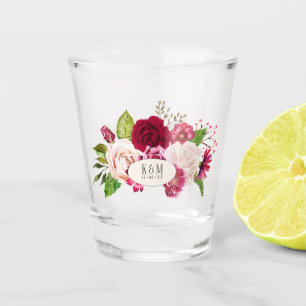 Roses Burgundy/Cream Wedding ID584 Shot Glass