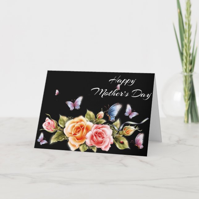 Roses & Butterflies Happy Mother's Day Card (Front)