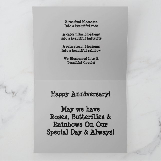 Roses Butterflies & Rainbows Card (Inside)