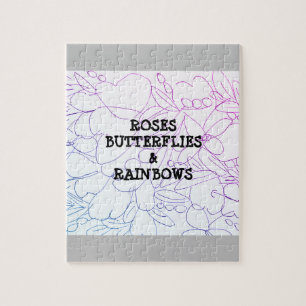 Roses Butterflies & Rainbows Vivid Jigsaw Puzzle