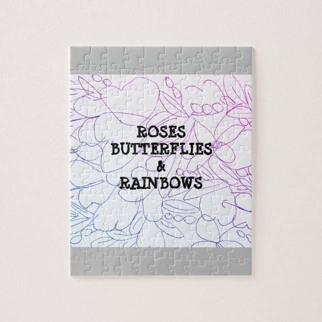 Roses Butterflies & Rainbows Vivid    Jigsaw Puzzle (Vertical)