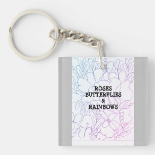 Roses Butterflies & Rainbows Vivid    Key Ring