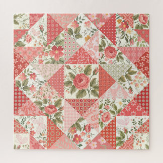 Roses Butterflies Seamless Patchwork Jigsaw Puzzle