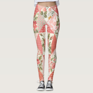 Roses Butterflies Seamless Patchwork Leggings