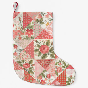 Roses Butterflies Seamless Patchwork Small Christmas Stocking