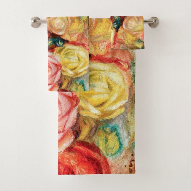 Roses by Pierre Auguste Renoir Bath Towel Set (Insitu)