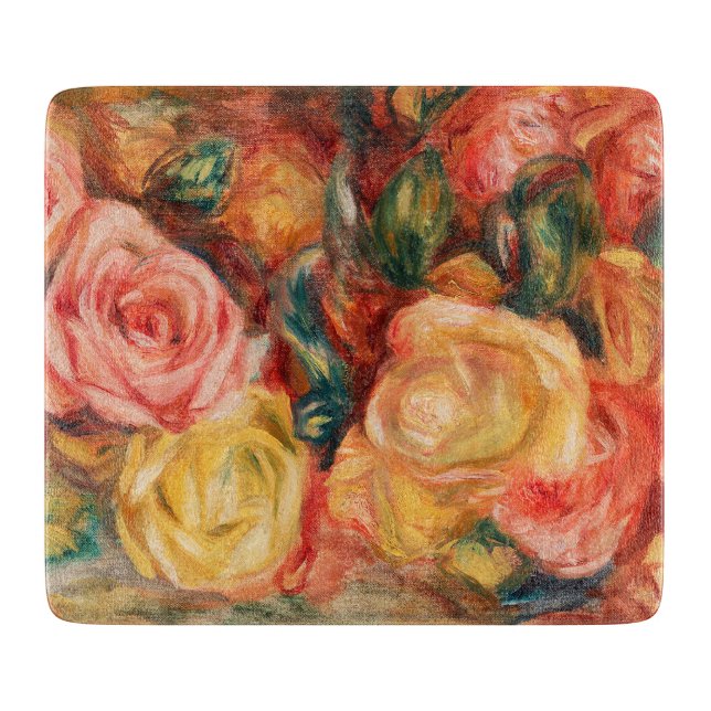 Roses by Pierre Auguste Renoir Cutting Board (Front)