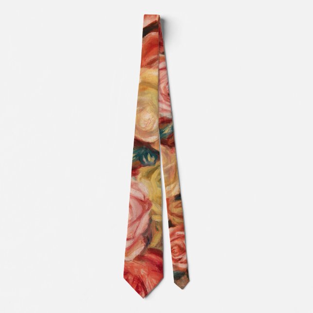 Roses by Pierre-Auguste Renoir Neck Tie (Front)