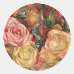 Roses by Renoir Impressionist Painting Classic Round Sticker