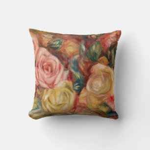 Roses by Renoir Impressionist Painting Cushion
