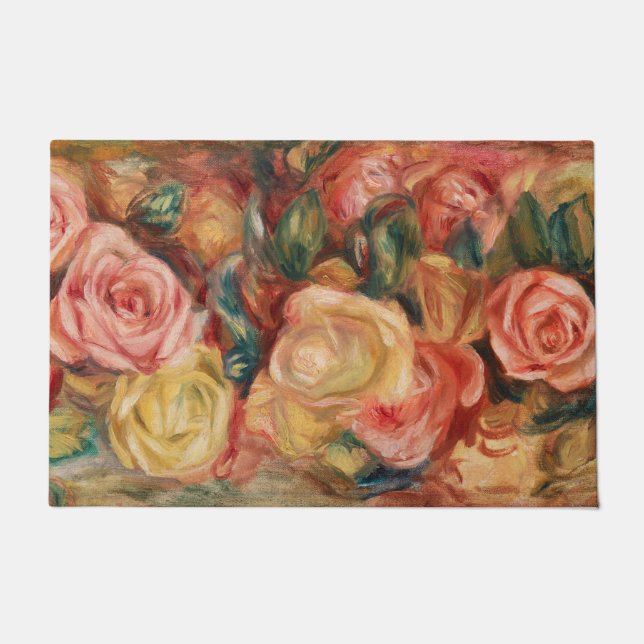 Roses by Renoir Impressionist Painting Doormat (Front)