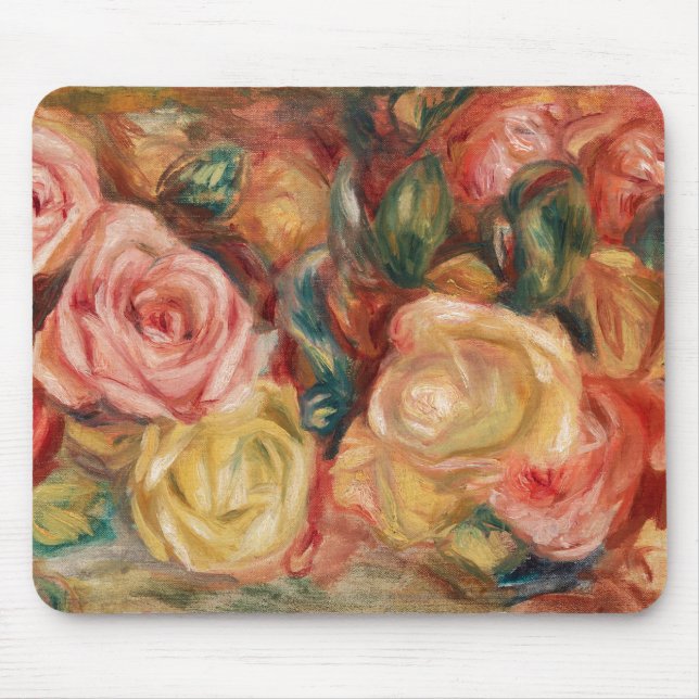 Roses by Renoir Impressionist Painting Mouse Mat (Front)