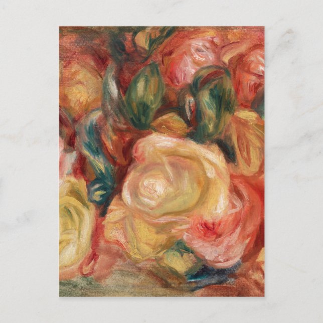 Roses by Renoir Impressionist Painting Postcard (Front)