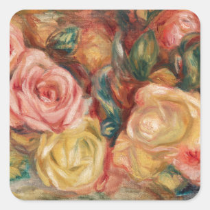 Roses by Renoir Impressionist Painting Square Sticker
