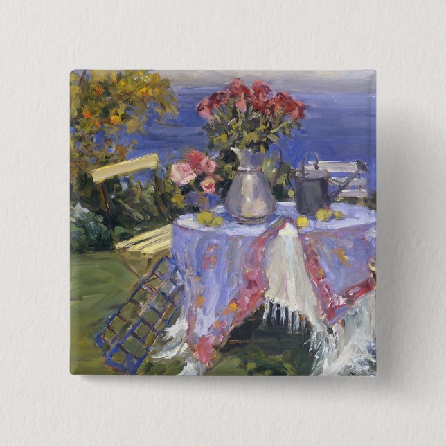 Roses by the Sea 15 Cm Square Badge (Front)