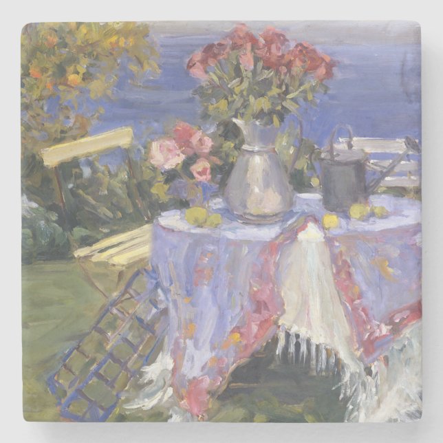Roses by the Sea Stone Coaster (Front)
