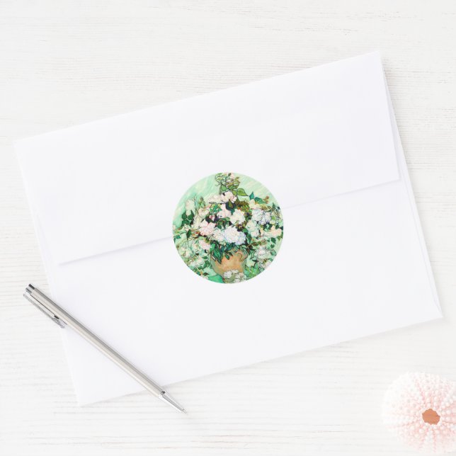 Roses by Vincent van Gogh Classic Round Sticker (Envelope)