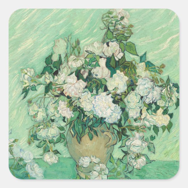 Roses by Vincent Van Gogh  Square Sticker (Front)