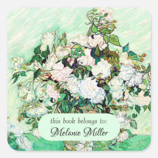 Roses by Vincent van Gogh Square Sticker (Front)