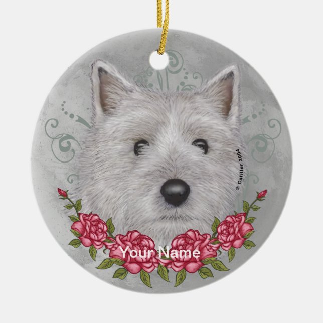 Roses Cairn Terrier Ornament (Front)