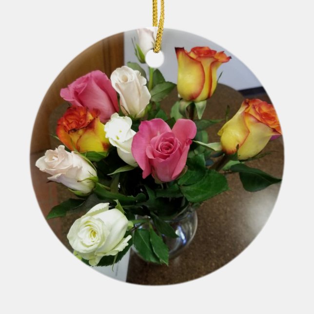 Roses Ceramic Tree Decoration (Front)