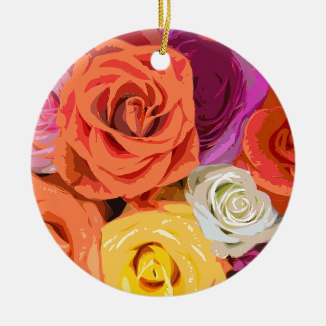 Roses Ceramic Tree Decoration (Front)