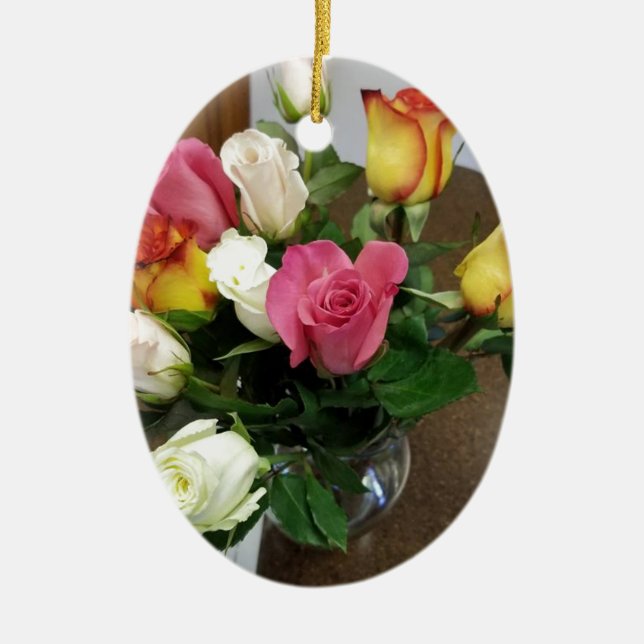 Roses Ceramic Tree Decoration (Front)