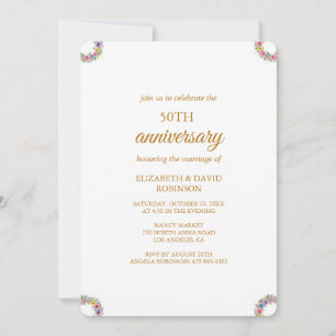 Roses chic celebration 50th anniversary wedding invitation
