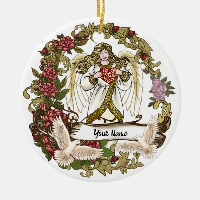 Roses Christian Angel  ornament (Front)