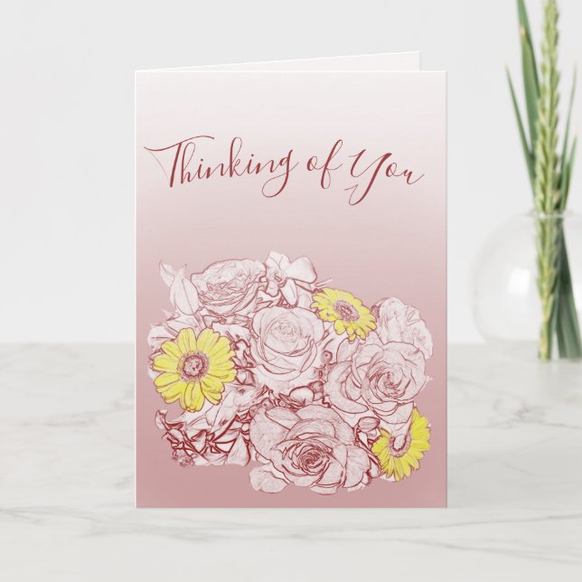 Roses Colour Splash Daisy Bouquet Condolence Custo Card (Front)